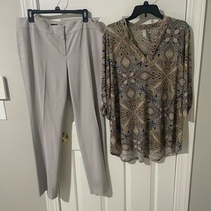 Stylish Gray Women's Pants Nine West sz12 with lg mermaid cove top